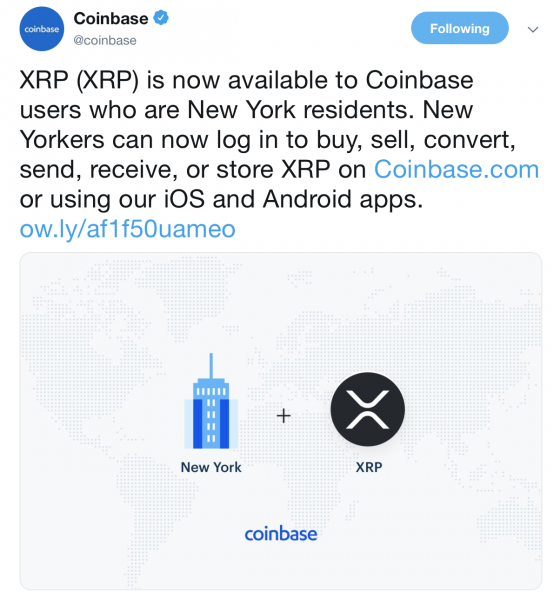 منصة Coinbase تدعم عملة الربيل في ولاية نيويورك